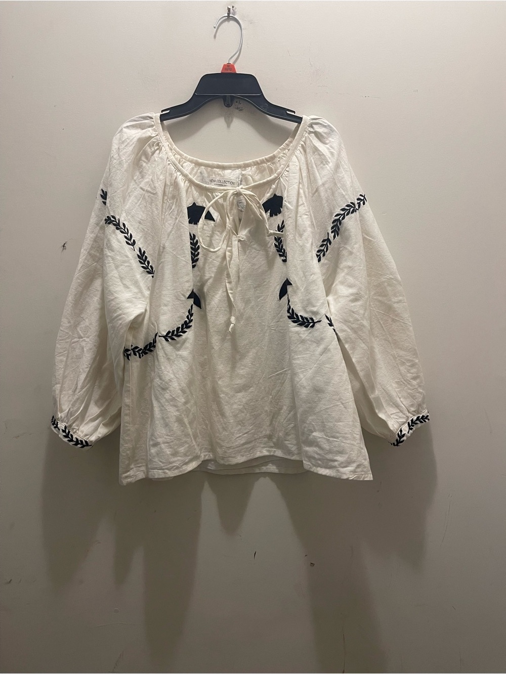Emerson Fry India Collection Balloon Sleeve Boho Organic Cotton Top